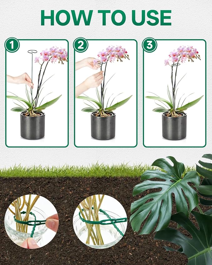 Breeze Touch 12 Pack Plant Stakes, 35.4 Inch Plant Support Stakes with 15 Twist Ties, Plant Sticks Support, Flower Stakes for Plants Peony, Tomato Seedling, Marigold, Amaryllis, Sapling, Coreopsis