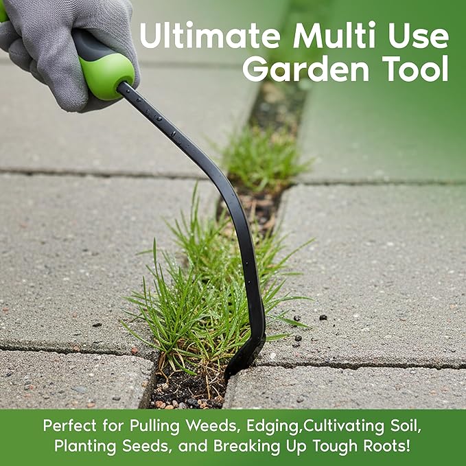 Garden Guru Hook Weeder Tool & Cultivator with Ergonomic Handle – High Carbon Steel Root Weed Puller Cultivator for Dandelion Weeding, Digging, Edging, Planting - Lightweight & Rust Resistant (2 Pack)