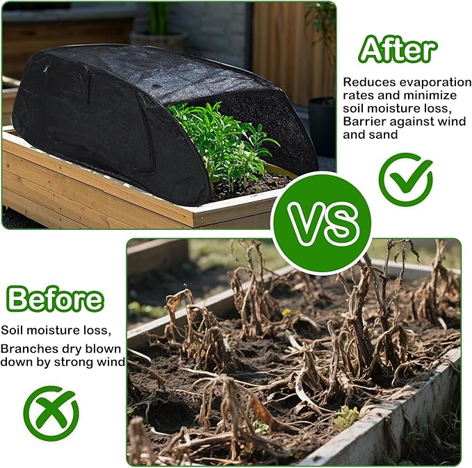 Pop Up Sun Shade for Raised Garden Bed, 47"X21"X18" Foldable Plant Shade Tent Garden Shade Tunnel 80% UV Resistant Sunblock Shades Cover Crop Cage with Bag and Stake for Outdoor Plants Heat Protection