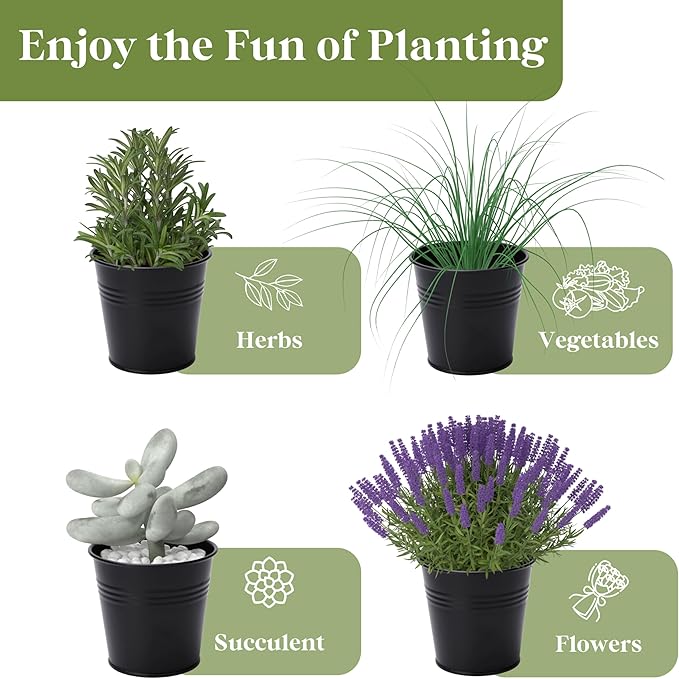 PERFNIQUE Indoor Herb Garden, Herb Planter for Indoor/Outdoor, Farmhouse Plant Pots, Windowsill Herb Garden with Tray(Planter only) Window Pots