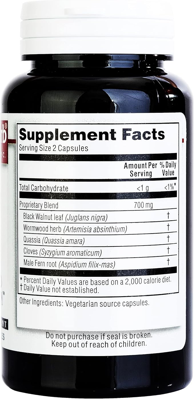 Kroeger Herb Products, Wormwood Herb, Black Walnut, Clove, Quassia, Worm Wood Detox Cleanse - Wormwood Capsules, Non-GMO, Gluten Free, No Preservatives or Fillers - 200 Capsules, Made in USA