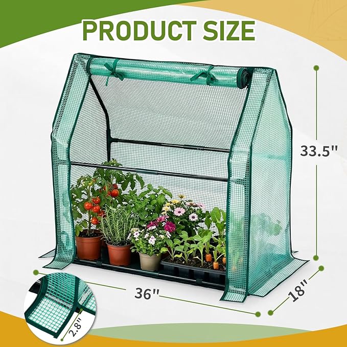 Outvita Mini Greenhouse, Outdoor 3'x3'x3' UV Protected 2-Layer PE Cover Plant Hot House for Flowers, Seed and Vegetables Protection with Roll-up Zippered Doors for Patio Balcony Backyard