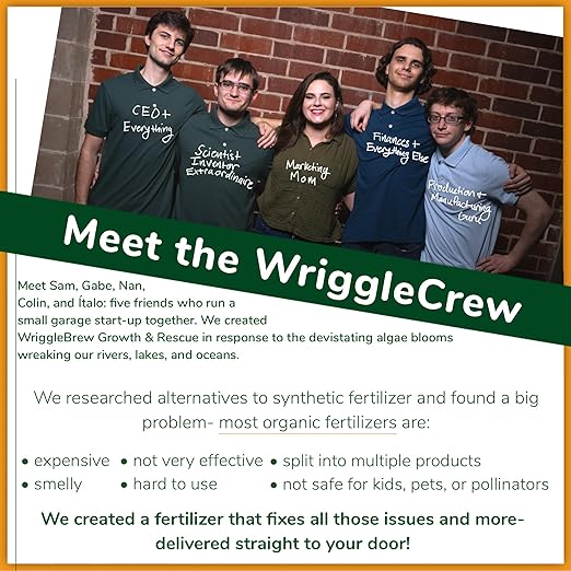 Wrigglebrew Organic Liquid Fertilizer Concentrate from Worm Castings. Non-toxic, All-Purpose, Plant Food for Gardens, Vegetables, Fruits, Houseplants, Seed Starters, and Ornamentals. (16 Fluid Ounces)