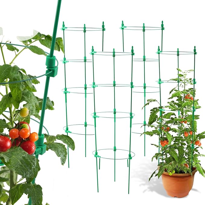 Tomato Cage for Garden- Upgrade 36 Inches Adjustable Plant Support Cage,Cucumber,Rose,Flowers,Fruit,Trellis for Climbing Plants Outdoor/Inodoor(4 Pack)