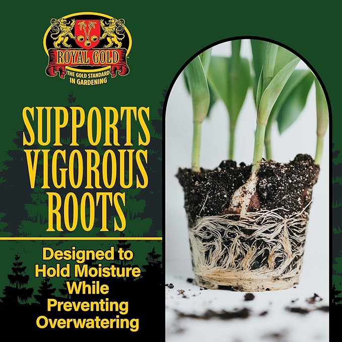 Royal Gold Special Reserve Premium Potting Mix, 1.5 Cubic Foot - All-Purpose Soil for Indoor & Outdoor Container Gardens - Coco, Composted Forest Material, Peat Moss & Perlite, Pre-Fertilized Blend