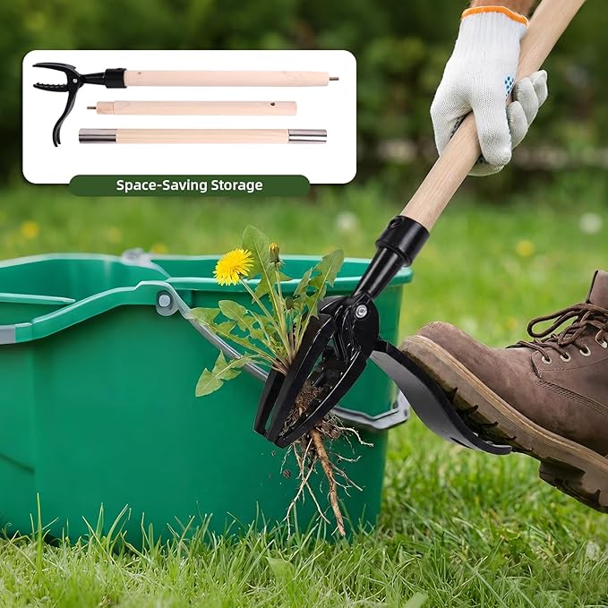 Weed Puller Tool，Garden Hand Weeding Tool，Stand Up Heavy Duty Root Removal Tool，Weed Puller Tool with Long Handle，Easily Remove Weeds Without Bending, Pulling,or Kneeling