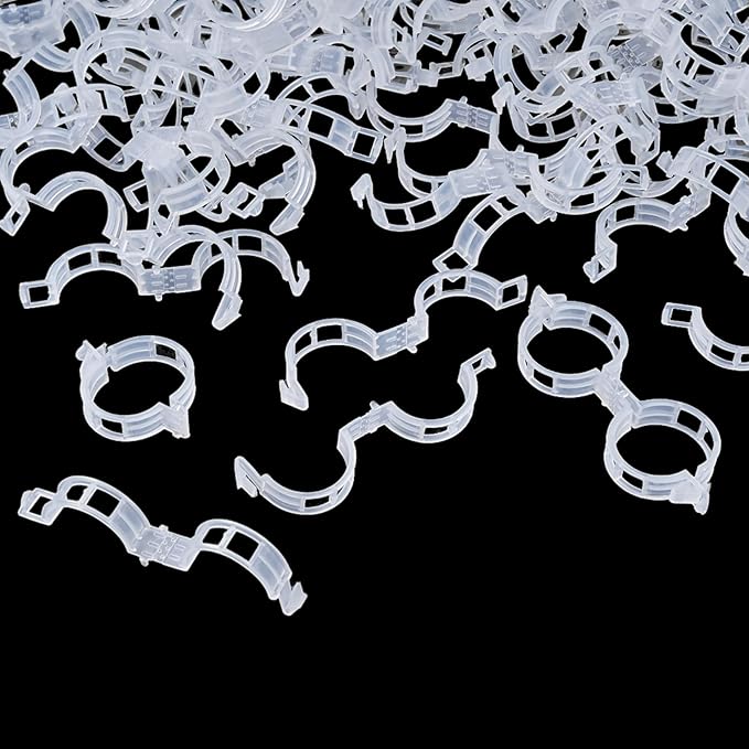 200Pcs Garden Vine Plant Support Clips,Plastic Fixing Clips for Securing and Training Climbing Plants,Tomatoes,Grapes,Vine Vegetables and Potted Plant (200, White)