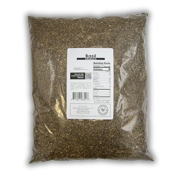 2 LBS Basil Rubbed Bulk - Despensa Colombiana Dried Basil Bulk, Albahaca 32 OZ - Rubbed Basil Herb ideal for Cooking and Seasoning