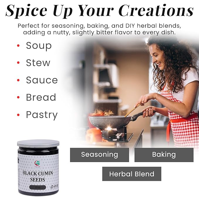 Black Cumin Seeds 10oz, Nigella Sativa, 100% Pure & Natural, Premium Quality Kalonji Seeds, Perfect for Seasoning, Cooking, Sprouting & Herbal Uses - By Yogi’s Gift®