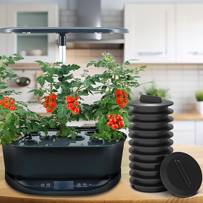 Plant Spacer Kit Compatible with Aerogarden,Plant Spacer Cover for Aerogarden Spacer Caps,for Indoor Hydroponic Growing System,Plant Grow Deck Openings, Round, 12 Pack, Black
