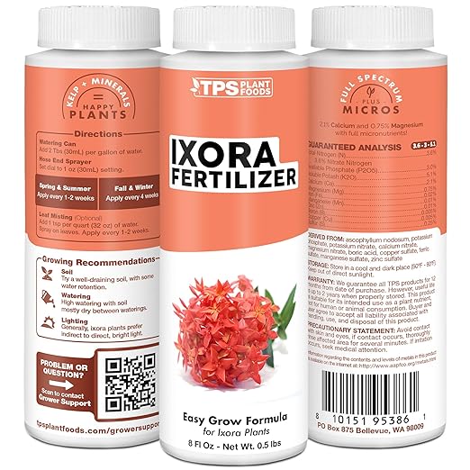 Ixora Fertilizer – Liquid Plant Food for More Blooms, Rich Green Leaves & Stronger Root Development, 32 oz