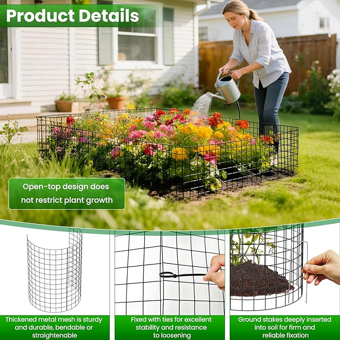 Nexum 30Pcs Plant Protectors from Animals – 16" x 12" Metal Tree Trunk Guards, Garden Plant Cloches & Expandable Plant Cages to Protect from Deer, Rabbits & Lawn Mowers