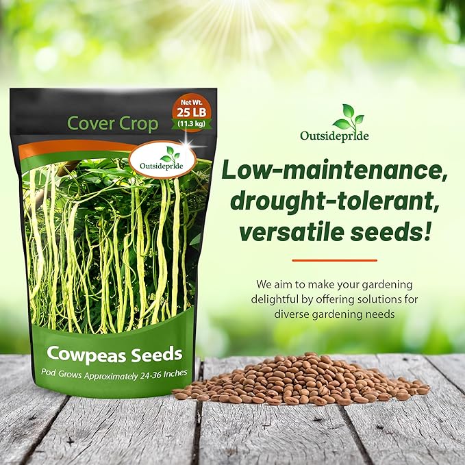 Outsidepride Cowpeas Seeds - 25 lbs Heat & Drought-Tolerant, Nutrient-Rich Cowpea Seeds for Cover Crops, Food Plots, Forage - Ideal for Planting, Enhancing Soil Health, and Improving Soil Fertility