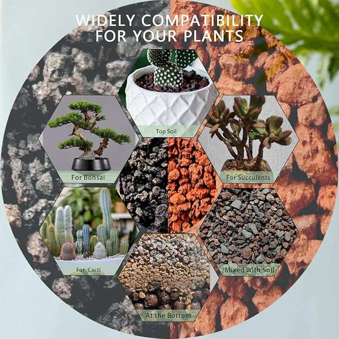 Lava Rocks for Plants, Volcanic Stones Gravel Horticultural Drainage Potting Soil for Indoor Outdoor Plants, Succulents, Bonsai, Cactus, Vase Fillers, Top Dressing (Red, 5lbs)