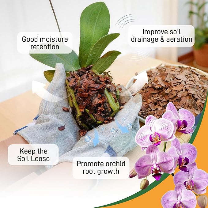 18qt Orchid Bark Horticultural Grade- Natural Mulch for Potted Plants, Root Development of Orchid Plants and Garden Soil Amendment Mix