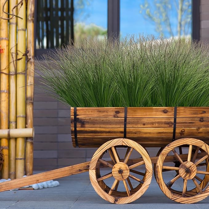 Ttranewsoo 24PCS Realistic Minimalist Artificial Grass, Green, 17 inches, Plastic, Perfect for Indoor and Outdoor Decoration