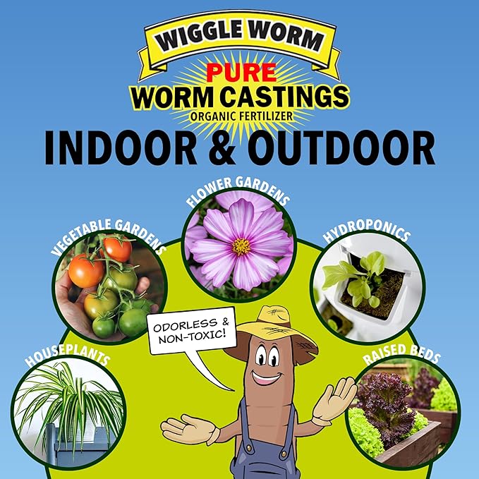 100% Pure Organic Mineral-Dense Worm Castings Fertilizer, 15lbs - Improves Soil Fertility and Aeration for Growing Better Houseplants, Vegetables, and More