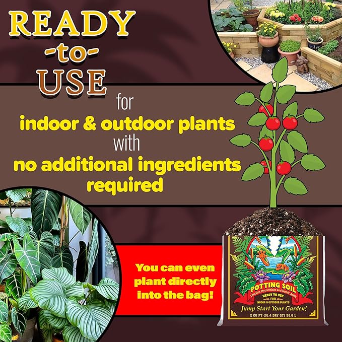 FoxFarm Happy Frog Potting Soil – Ready-to-Use Blend for Container Plants, 2 Cubic Feet
