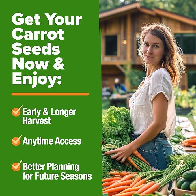 HOME GROWN Rainbow Carrot Seeds 2500+ Heirloom Seeds (10 Varieties) – High Germination, Vegetable Seeds for Planting Indoors or Outdoor Home Garden
