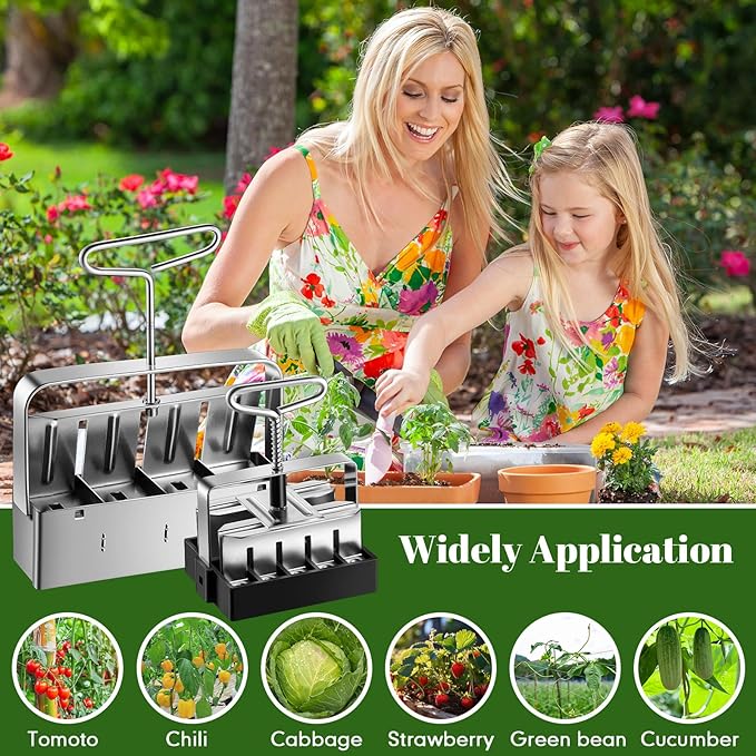 2 Pcs Soil Blocker Set Includes 2 Inch 4 Cell Soil Block Maker and 3/4 Inch 20 Cell Seed Block Maker with Seed Pins Handheld Soil Blocking Tools for Greenhouse Garden Farm Seed Starting