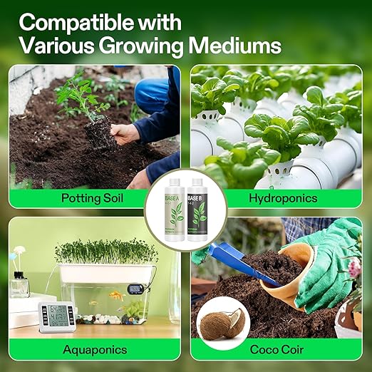 VIVOSUN Liquid Nutrients Base A & B Bundle, Grow Big Hydroponic Fertilizer, Supports Vegetative and Flowering Stages for Outdoor, Indoor Plants, Best Plant Food, Set of 8oz (Pack of 2)