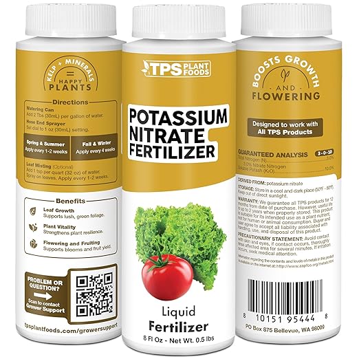 Potassium Nitrate Fertilizer – Liquid Nitrogen & Potassium Supplement for Faster Growth & More Blooms, 32 oz