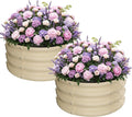 ZXZYHFTY Raised Garden Bed, 0.6 mm Galvanized Steel Round Planter Box with Open Bottom, White, 2 x 2 x 1 FT, 2 Pack