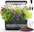 Indoor Herb Garden Kit, Hydroponic Growing System with LED Grow Light Quiet Water Pump for Home Kitchen Office Healthy Fresh Herbs Vegetables, Gift Ideas for Women Men