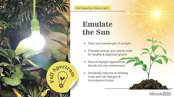 Miracle LED 6.5KK Indoor Grow Light Bulb – 6500K Full Spectrum Grow Bulbs for Vegetables, Herbs, Hydroponics. (2-Pack)