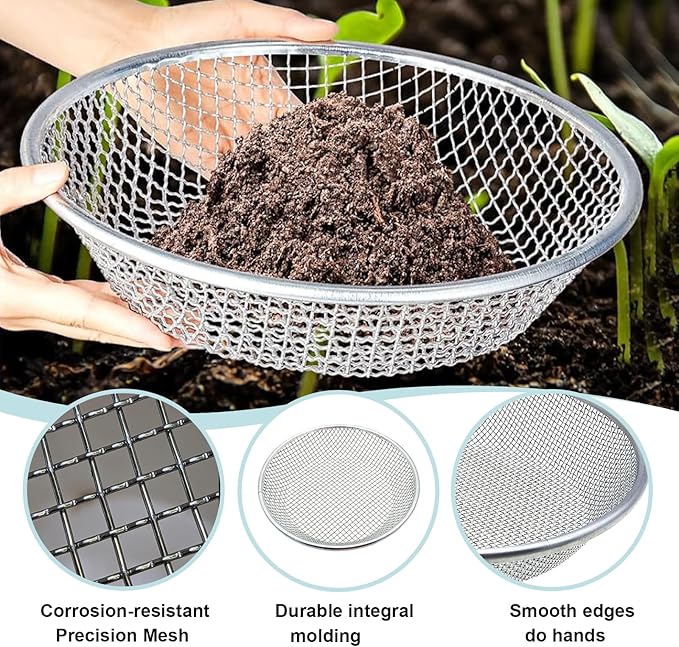 3/8 Inch Soil Sifter for Gardening, Rock Sifter for 5gallon,Compost Sifter Dirt Sifter,Captures Dirt Rocks Sawdust