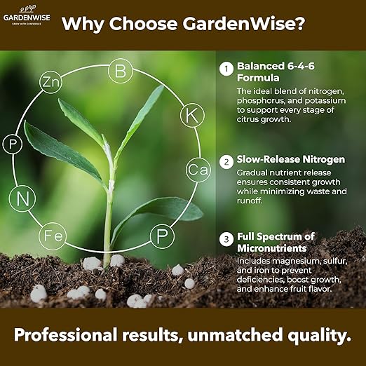 Professional Citrus Fertilizer + Vital Micronutrients; Perfect Balanced NPK for All Citrus; for Indoor and Outdoor Plants; Orange, Lime, Avocado and Lemon Tree Fertilizer (2 QUARTS)