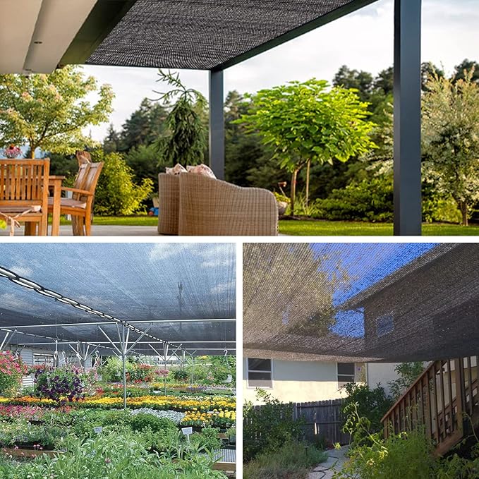 70% 10 X 12 FT Black Shade Cloth, Outdoor Sunblock Shade Cloth with Grommets, Durable Sun Shade Netting Shading Antifreezing for Patio, Garden, Plants Cover, Greenhouse, Barns, Dog Kennel