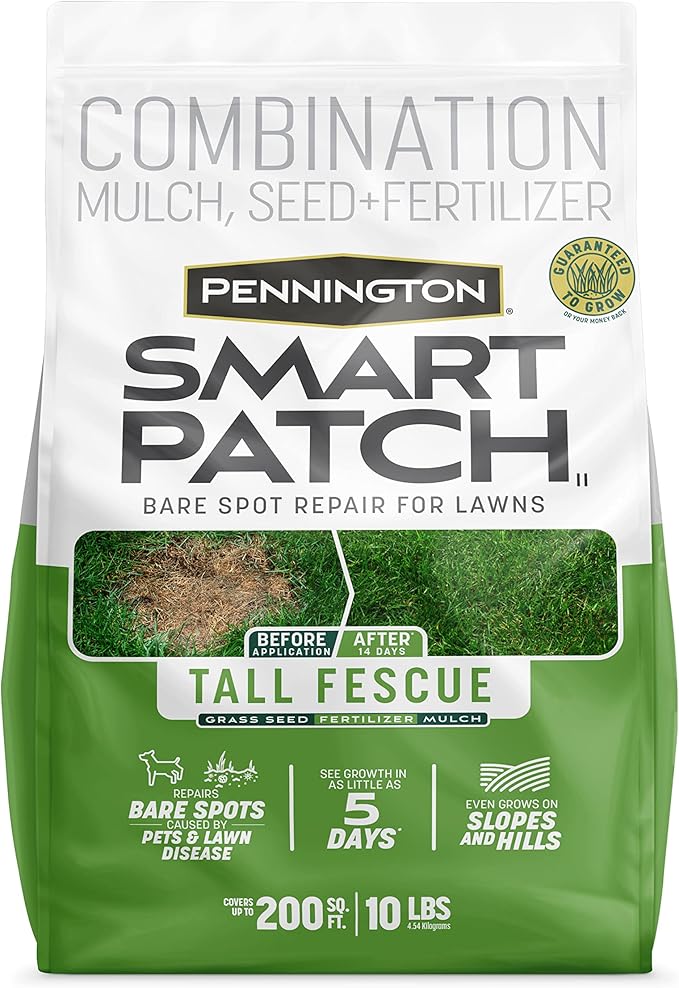 Pennington Smart Patch Tall Fescue 10lb 200 sq. ft. Grass Seed Bare Spot Repair with Mulch and Fertilizer