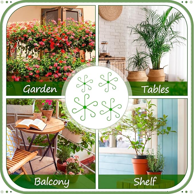 Chunful 24 Pcs Plant Stem Support 4 Sizes Climbing Houseplant Stem Holders, Plastic Reusable Flower Trellis Hook Plant Care Growth Accessories for Flower Plants Indoor Outdoor