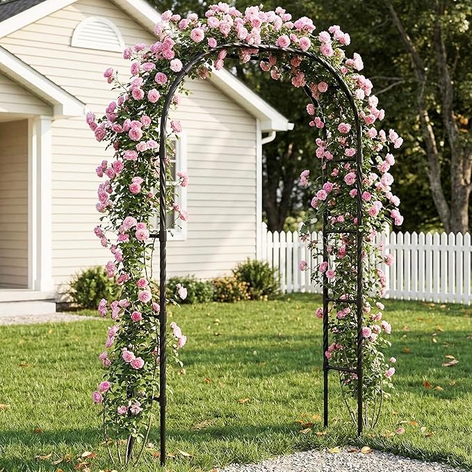 Garden Arbor Arch,Rustproof & Easy Assembly Metal Trellis,7.9 Feet H x4 Feet W,Metal+PE Coated Archway for Climbing Plants，Outdoor Rose Support, Wedding Decor, Bridal Party Decoration