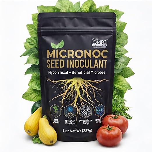 Mycorrhizal Fungi + Beneficial Microbial Blend – Seed Inoculant (8 oz) for Corn, Cotton, Soybeans, Guar, Cover Crops, Peas, Home Gardens & Flowers – OMRI® Listed