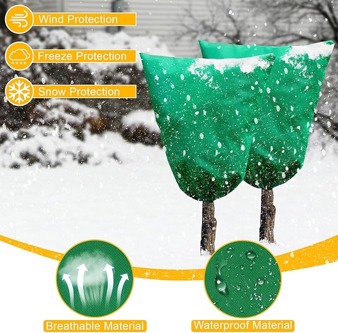 86.6" W X 97.5" H Plant Covers for Winter Freeze Protection, Frost Protection Covers for Outdoor Plants, 2.2 oz/yd² Tree Covers with Double Zipper Heads & Drawstring Design for Winter, 1 Pack