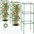 3 Pack Tomato Cages with Clips & Garden Wire, Outdoor Heavy Duty Steel Square Tomato Plant Support Stakes Garden Trellis for Climbing Plants Vegetables Flowers Fruits (41.5 Inch)