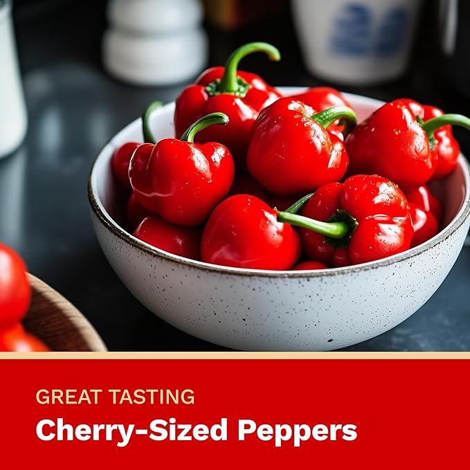The Harvest Company Organic Seeds Collection – USDA Certified, Non-GMO, Open-Pollinated for Indoor & Outdoor Planting (Red Cherry Sweet Pepper)