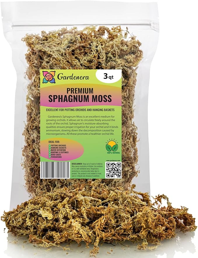 Gardenera Premium New Zealand Sphagnum Moss - Organic Hand Mixed Long Fibered Sphagnum Moss Orchid - 3 Quart