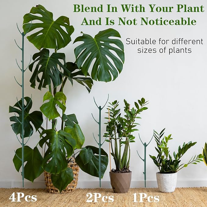 5 Pack Plant Stakes for Indoor Plants Monstera Plant Support Stakes Adjustable Plant Support Pole Support Pole with Clamps for Climbing Indoor and Outdoor, Garden Accessories