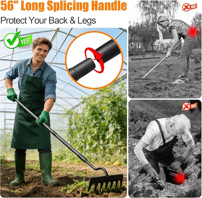 Weed Puller Tool, 56" Manual Weeder Tool with Sharp Blade, 8" Wide Heavy Duty Stand Weed Remover Gardening Hand Tool for Lawn, Yard, Patio and Backyard, Weeding Loosening Soil