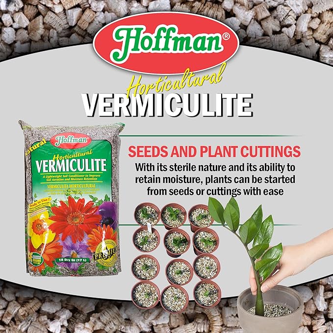 Hoffman Horticultural Vermiculite Lightweight Garden Soil Conditioner for Aeration and Moisture Retention, 18qt, 2 Pack