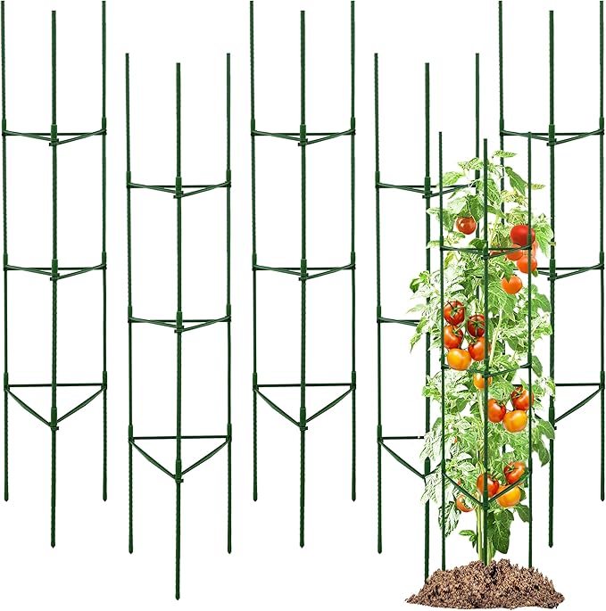 TCBWFY 6-Pack 63-Inch Adjustable Tomato Cages, Heavy-Duty Metal Plant Support Trellis for Garden and Pots, DIY Tomato Stakes, Height Adjustable 16 to 378 Inches
