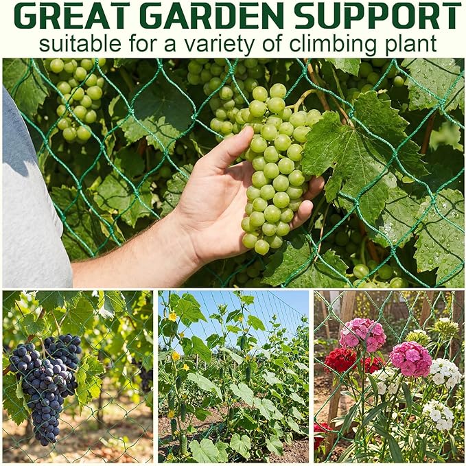 1 Piece Green Plant Support Netting Jute Net Heavy Duty Garden Plant Trellis Netting for Climbing Plants Outdoor Indoor Grow Net for Cucumber Vine Tomatoes Peas Flower Fruits Vegetables (8 ft)