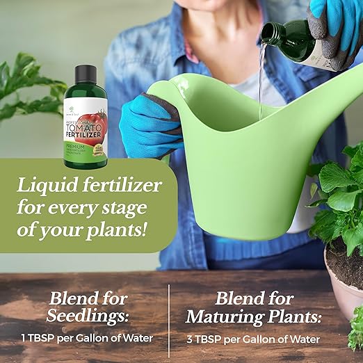 LEAVES AND SOUL Professional Liquid Tomato Fertilizer | 5-1-5 Concentrate, Liquid Plant Fertilizer for Garden, Healthy Produce, Good Harvest, Multi-Purpose Blend & Gardening Supplies | 8 oz