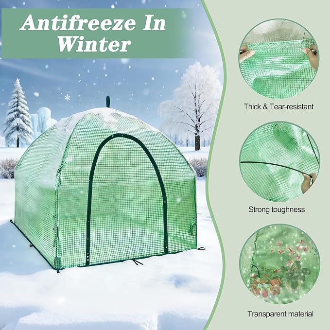 Portable Plant Cover Tent with Waterproof Base for Garden Indoor/Outdoor Tabletop Mini Greenhouse for Seed Starting Humidity Small Plants, Plant Protection from Animal for Raised Bed(XL - PE - 2PCS)