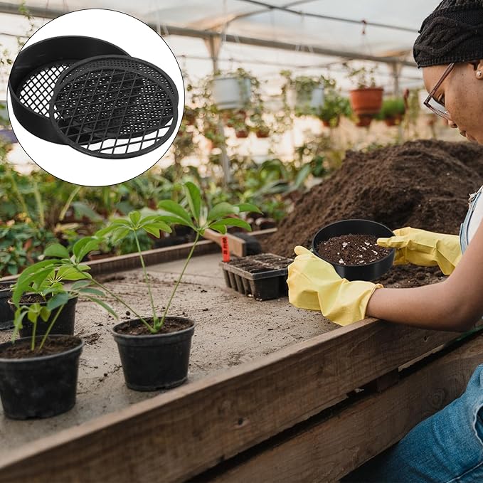 Soil Sieve Set 3-Pack with Replaceable Fine Medium Coarse Mesh Screens 4.4 Inch Plastic Garden Soil Sifters for Compost Sifting and Planting