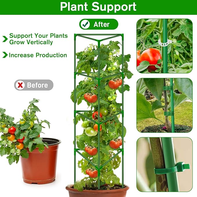 8 Pack Tomato Cages for Garden, Tomato Cage Trellis, Garden Cage Heavy Duty Tomato Stake Support, Gardens Stakes Plant Cage for Pots Plants Vegetables