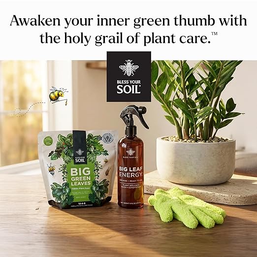 Big Green Leaves Indoor Plant Food – 4X Concentrated Houseplant Fertilizer with Sea Kelp – Makes 90 Gallons – Fast-Acting Mineral Formula, Made in USA (1 lb)